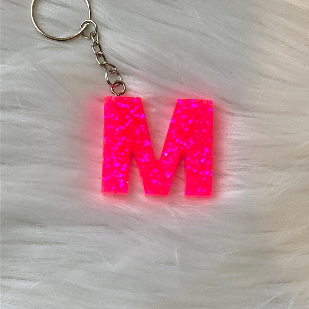 Letter M glitter keychain
